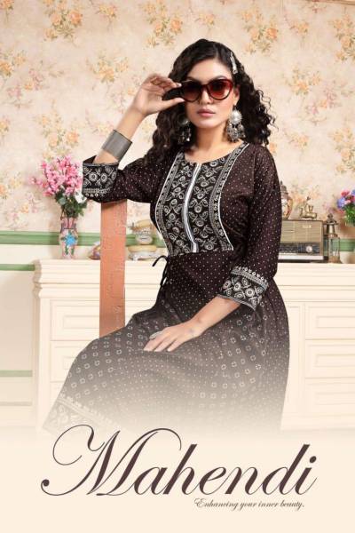 Mahendi By Beauty Queen Fancy Rayon Foil Printed Kurti Collection